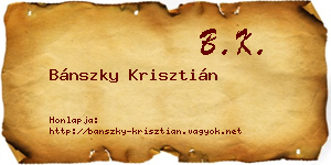 Bánszky Krisztián névjegykártya